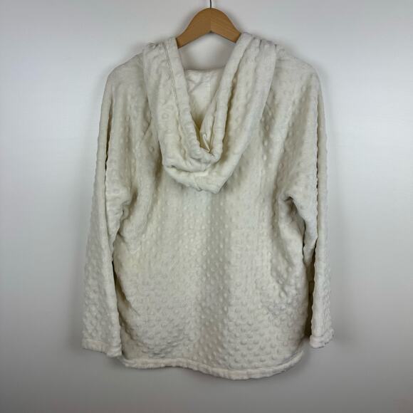 Dylan Womens Polka Dots Faux Fur Pullover in White Sz M | Comfy Cozy Casual Soft - Picture 7 of 15